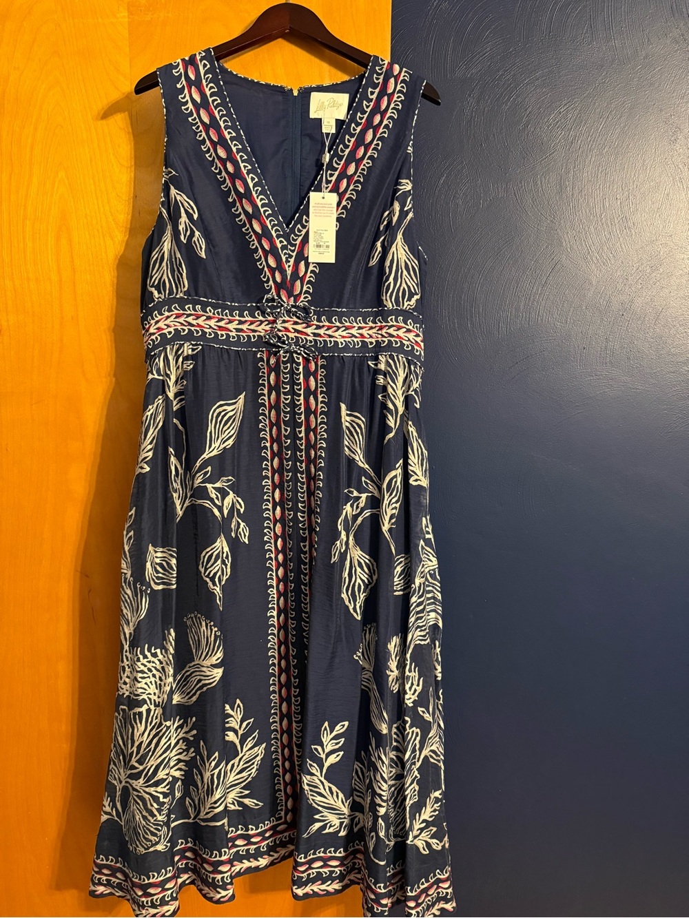 Lilly Pulitzer Daniella Midi Dress with Magenta and White Trim